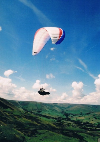 A paraglider over the Peak District.