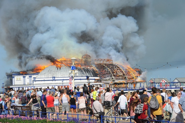 A hotter than expected day on Eastbourne beach as the victorian pier is engulfed in a devastating fire. 