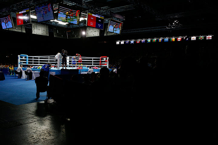 boxing: General view during the mens heavyweight boxing quarter-final matches 