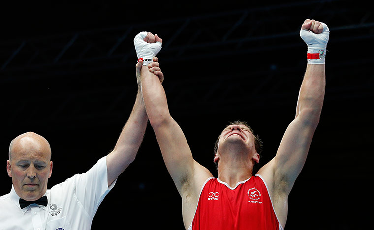 boxing: David Light of New Zealand after beating Charles Odhiambo Okoth of Kenya 