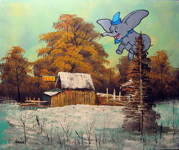 David Irvine paintings: David Irvine upcycled thrift store paintings