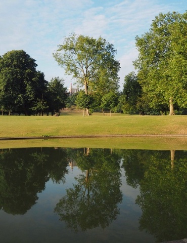 'Reflections in the boating lake, Greenwich.'