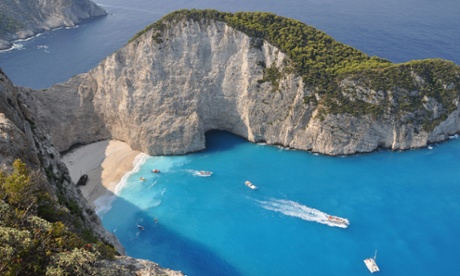 A panorama over Shipwreck Bay, Zakynthos, Greece.