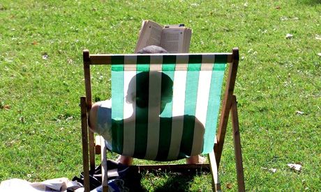 man in deckchair not working