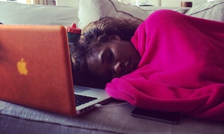 A picture Serena Williams posted on her Instagram account of her recovering from illness at Wimbledon.