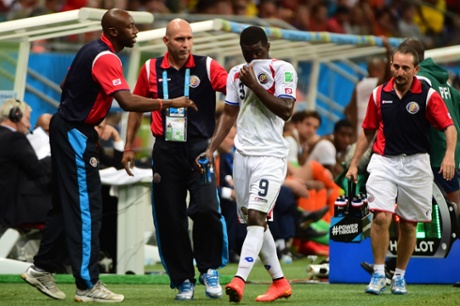Campbell looks peeved to be substituted.