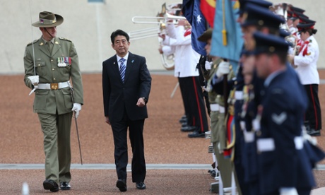 Japanese Prime Minister Shinzo Abe arrives at Parliament House.