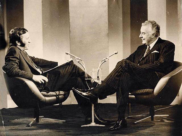 Gough: Photograph of television Interview with David Frost for Telecast