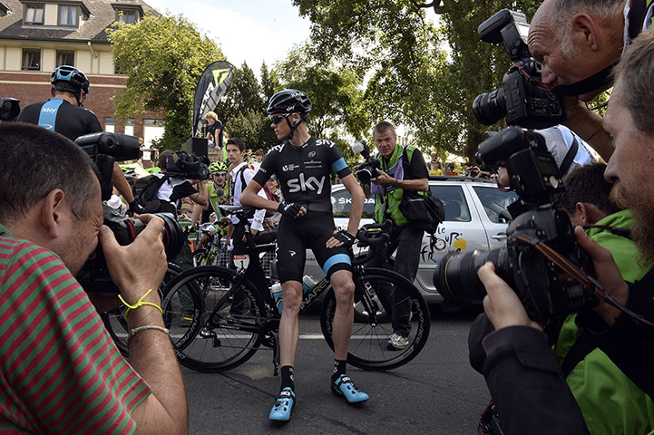 TDF3: Britain's Chris Froome waits at the departure village in Cambridge
