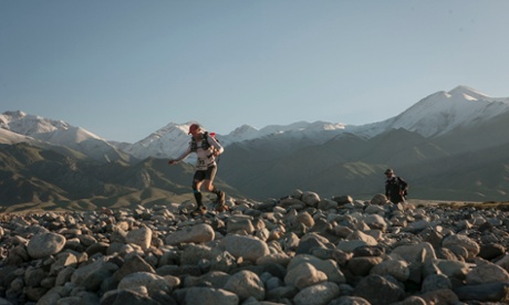 Rocky terrain on stage four of the Gobi March.