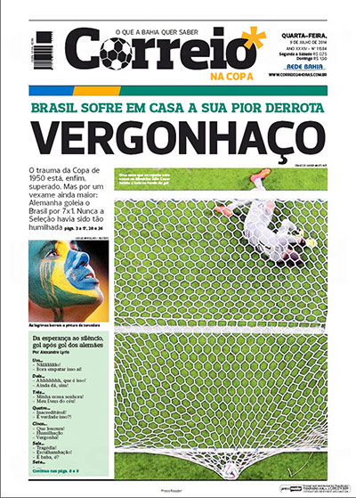 International Front Pages: 'Shame' from Correio Na Copa, Brazil