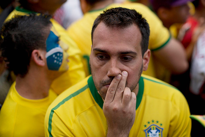 Mourning Brazil: Germany scored a fourth goal in the 26th minute. This fan had to turn away