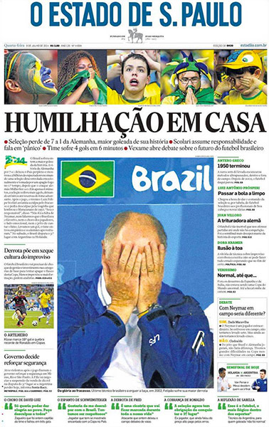 International Front Pages: 'Humiliation at Home' from O Estado De S Paulo, Brazil