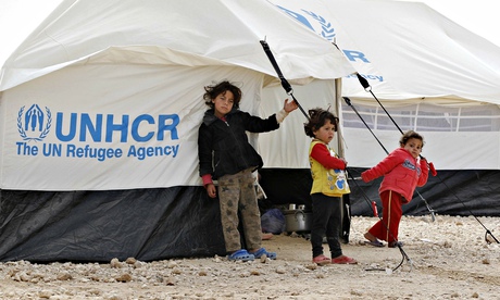 Syrian refugee children at Al Zaatri refugee camp in Jorrdan
