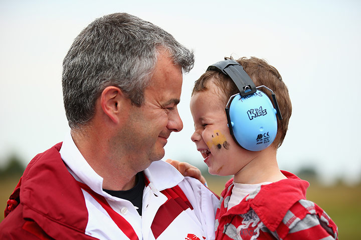 weirdsport: David Luckman of England celebrates with his son Thomas