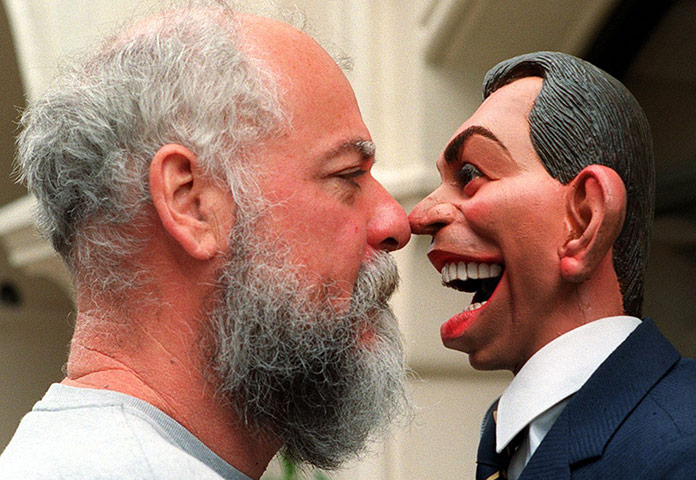 Spitting Image: Roger Law with a Tony Blair puppet