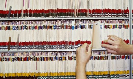 Woman filing medical records
