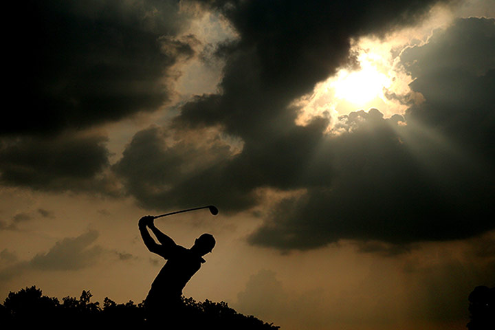 Rory McIlroy US PGA Open: Rory McIlroy hits his tee shot on the 12th hole