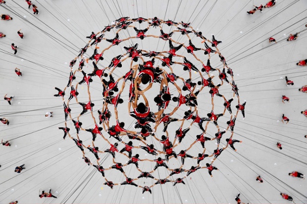 Performers rehearse the opening ceremony for the 2014 Youth Olympic Games in Nanjing, China