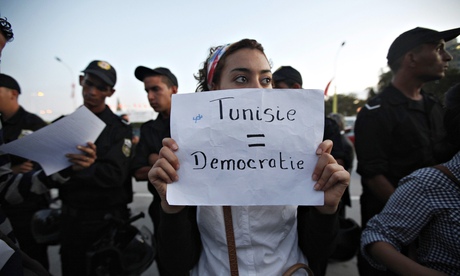 A Tunisian demonstrator