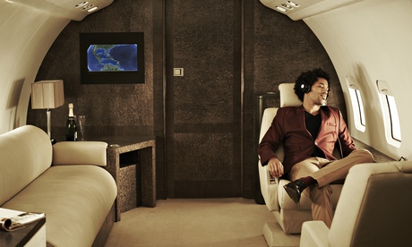 Man on private jet