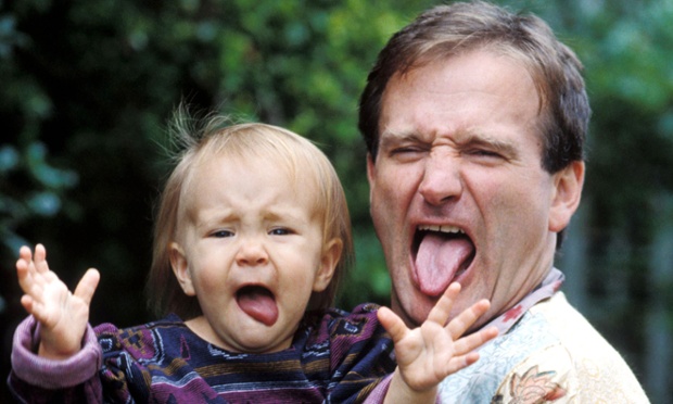 Robin Williams and his daughter Zelda at home in San Francisco in 1991.