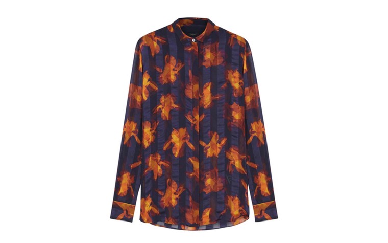 Shirts to buy now: Shirts to buy now - black chiffon with orange floral print by Paul Smith