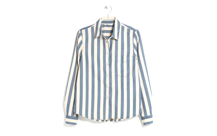 Shirts to buy now: Shirts to buy now - blue white stripe denim shirt by Mango