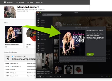 BandPage offers will now be shown within Spotify.