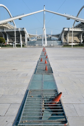 Ooutside the Olympic Stadium.
