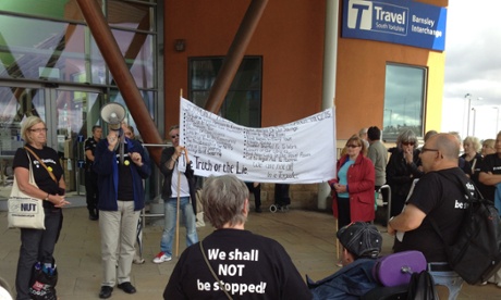 Barnsley's Freedom Riders protest against cuts to free travel passes for pensioners on Wednesday 13 August