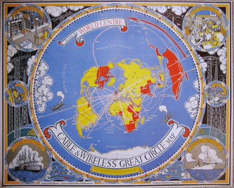 Detail from the Cable & Wireless Great Circle Map, 1945
