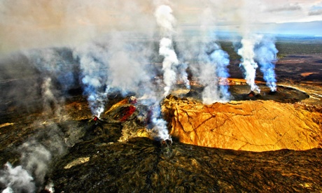 Steam erupting from a volcano, Kilauea, Kauai, Hawaii, USA