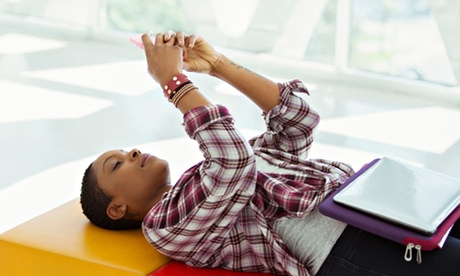 business woman lying phone