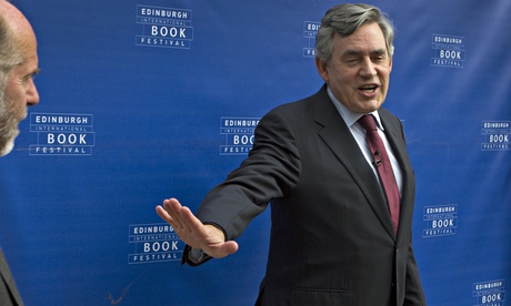 Gordon Brown appears to reject his own book as he appears at the Edinburgh Book Festival