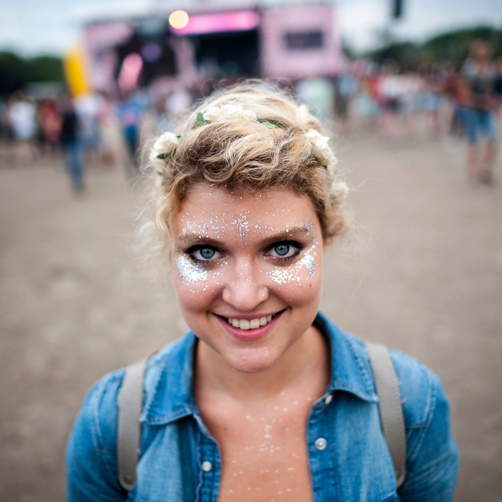 A festival-goer posing enjoys Sziget Festival in Budapest, Hungary