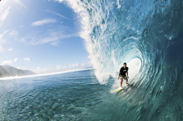 Gabriel Medina performs during a free surfing session at the ASP World Tour Billabong Pro Tahiti surfing, Teahupoo, Tahiti