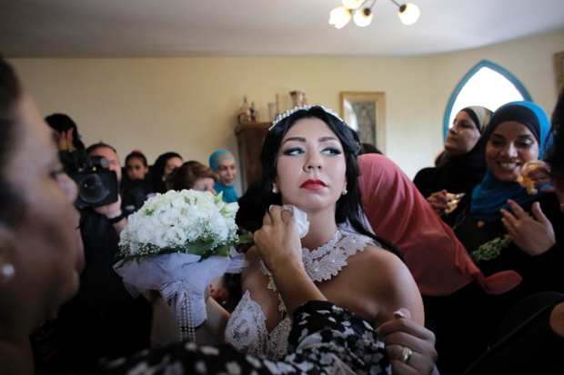 Bride Maral Malka, prepares for her wedding to groom Mahmoud Mansour in Jaffa, Israel