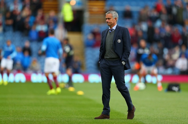 Manager Jose Mourinho, pictured here on the Turf Moor pitch, has also handed debuts to Diego Costa and Cesc Fabregas.