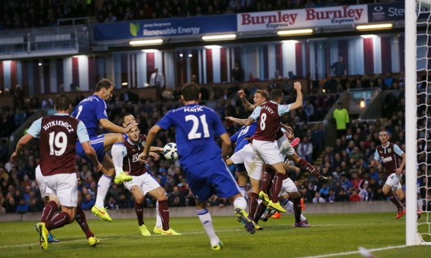 Branislav Ivanovic makes it three, jabbing home from a matter of yards. There was no stopping Chelsea's second, but Sean Dyche will be disappointed with that goal.
