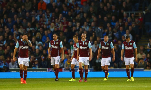 Danny Ings, Michael Duff, David Jones, Lukas Jutkiewicz and Dean Marney look dejected after conceding that third goal.