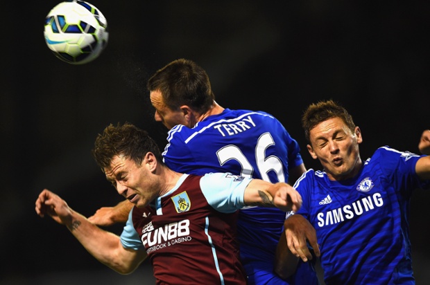 John Terry clears the danger.  Chelsea are comfortable as full-time approaches.