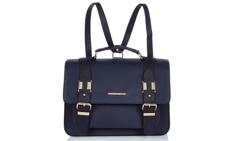 10 of the best rucksacks: 10 of the best rucksacks - navy satchel backpack by River Island