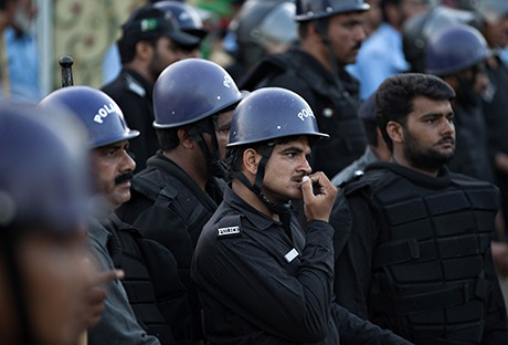 Pakistani police officers on 19 August 2014
