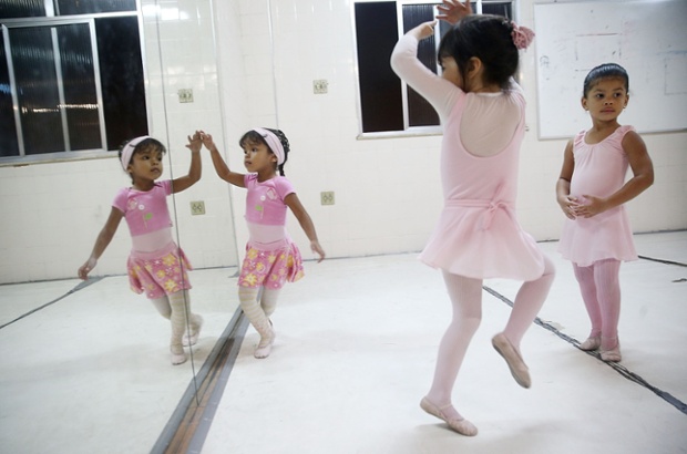Young ballet students practice in Rio de Janeiro