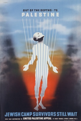 Out of the Depths to Palestine postwar campaign poster for Jewish refugees by Abram Games
