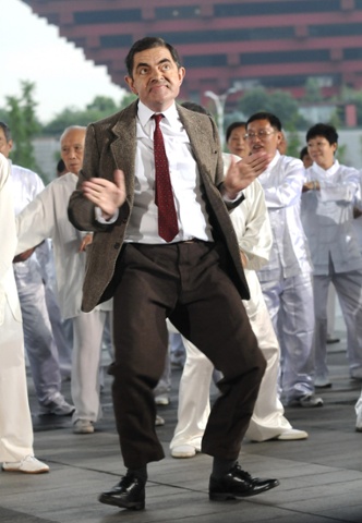 Mr. Bean dances during a television recording in Shanghai, China