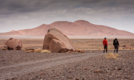 Red rocky landscape near the village of Talabre