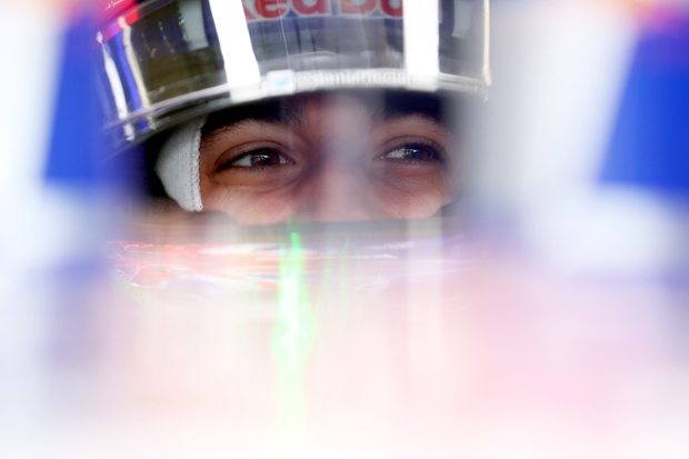 Daniel Ricciardo of Australia sits in his car in the garage before the Belgian Grand Prix at Circuit de Spa-Francorchamps