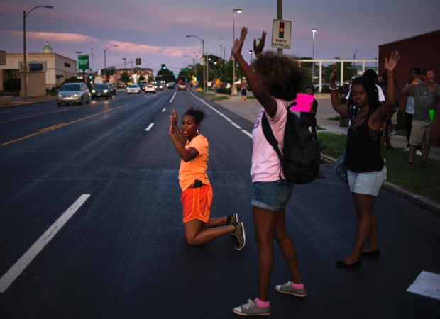 Missouri, USA: Demonstrators protest the killing of unarmed teen Michael Brown in St. Louis